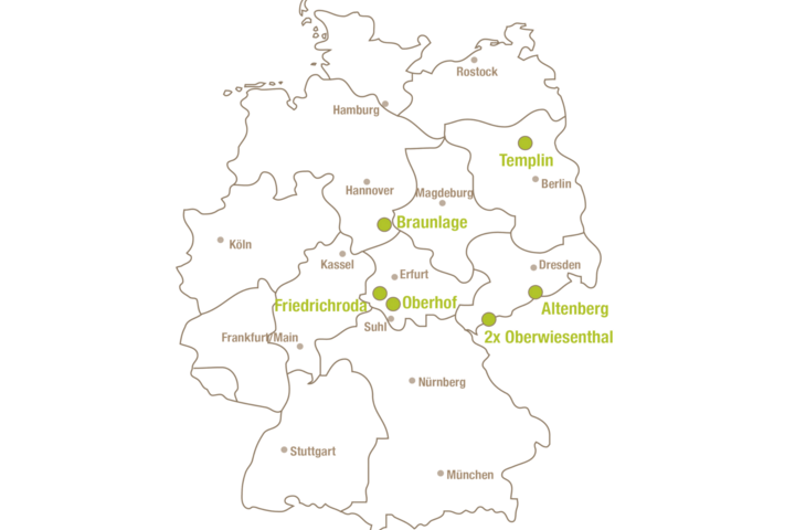 Deutschlandkarte mit Hotelstandorten